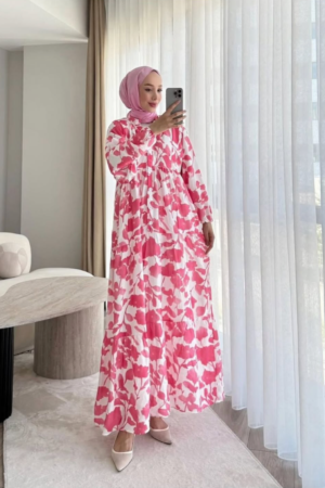 Pink Floral Maxi Summer Dress